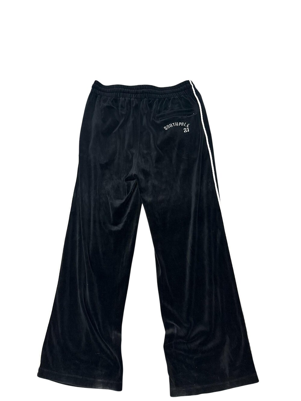 Southpole Track Pants Mens 2XL Black Velour Wide Leg 34x30 Stripe Baggy Y2k